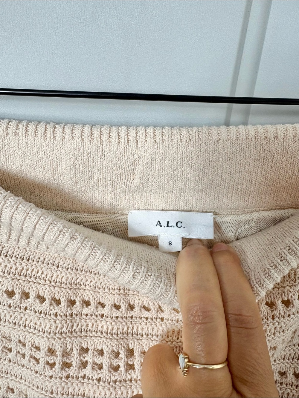 A.L.C Amaya Cream Open Knit Crochet Ruffle Hem Midi Skirt size small - Picture 4 of 6